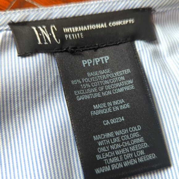 Embroidered floral tie waist vneck striped blouse - Picture 5 of 5